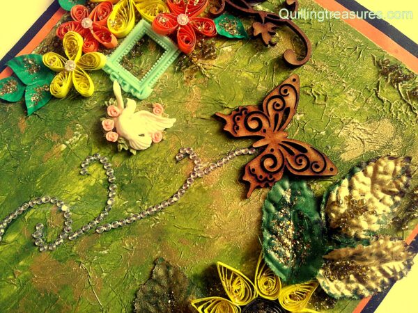 Mixed Media Green Themed Quilled Greeting Card Cum Scrapbook image