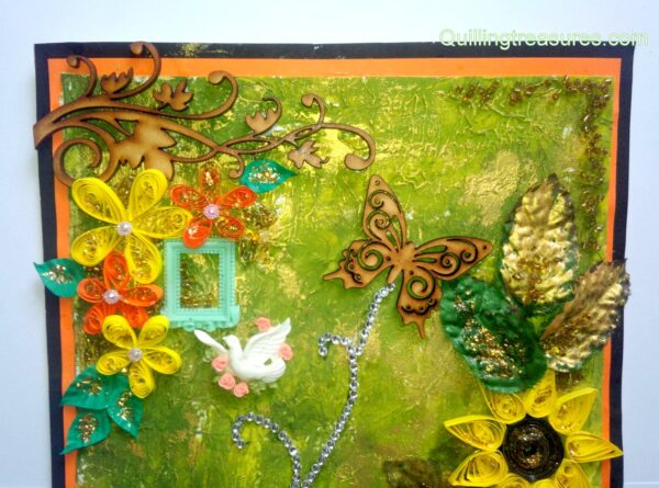 Mixed Media Green Themed Quilled Greeting Card Cum Scrapbook image