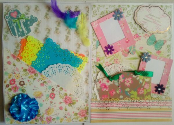 Mixed Media Green Themed Quilled Greeting Card Cum Scrapbook image