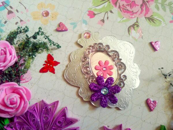 Purple Themed Variety Quilled Flowers Greeting Card image