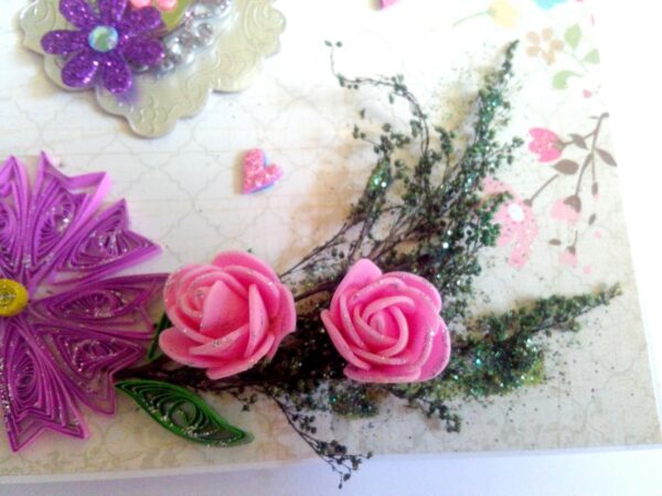 Purple Themed Variety Quilled Flowers Greeting Card image
