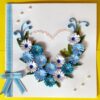 All Blues Heart With A Paper Ribbon Greeting Card image