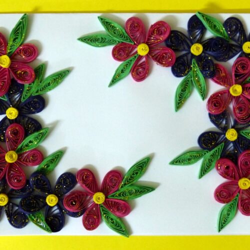 Awesome Purple And Pink Flowers Greeting Card image