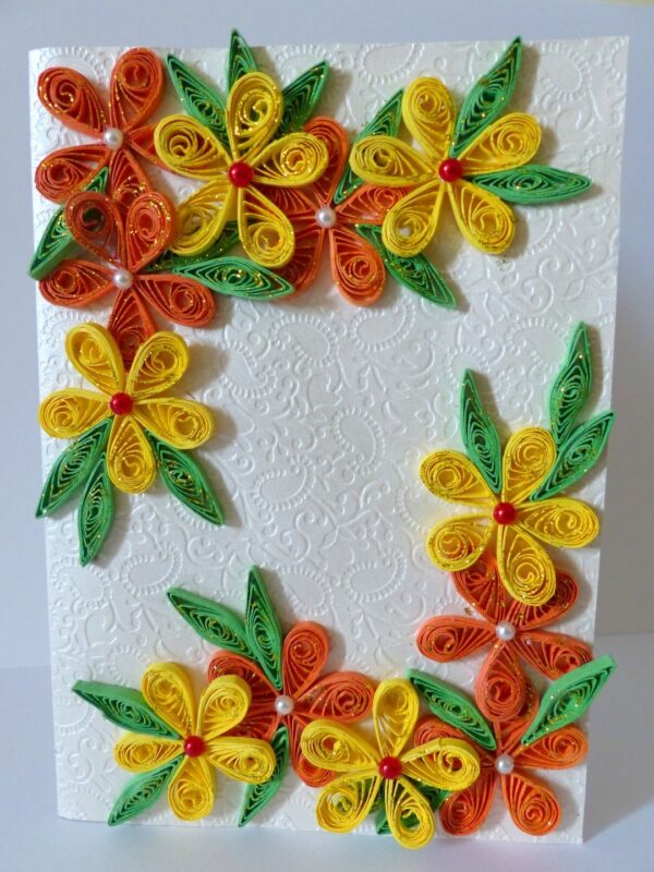Beautiful Yellow And Orange Flowers Greeting Card image