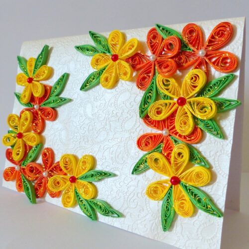 Beautiful Yellow And Orange Flowers Greeting Card image