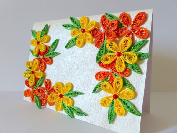 Beautiful Yellow And Orange Flowers Greeting Card image