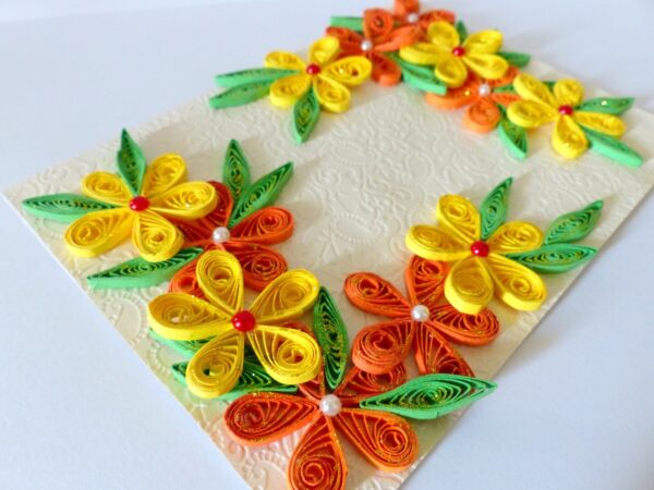 Beautiful Yellow And Orange Flowers Greeting Card image