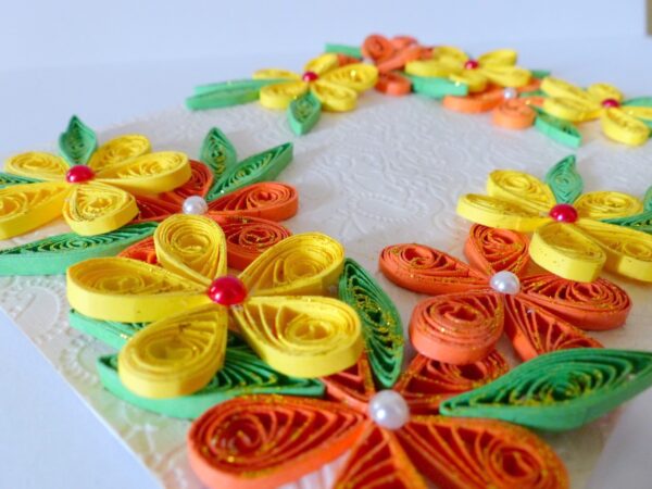 Beautiful Yellow And Orange Flowers Greeting Card image