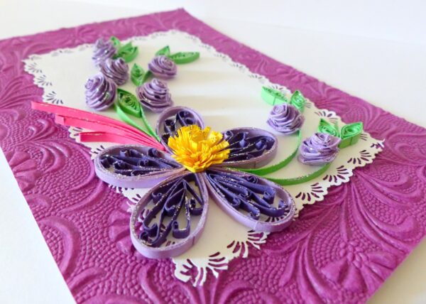 Special Purple Big Flower With Roses Greeting Card image