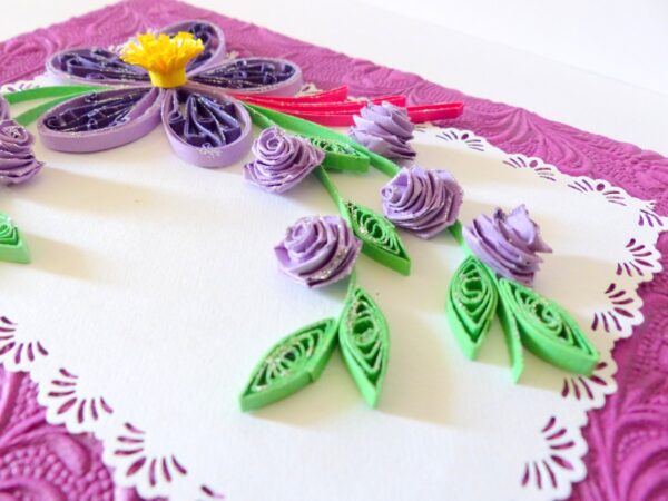 Special Purple Big Flower With Roses Greeting Card image