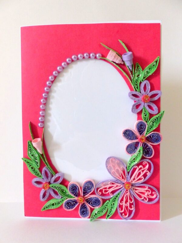 Pink Flowers Photo Frame Greeting Card image Pink Flowers Photo Frame Greeting Card image