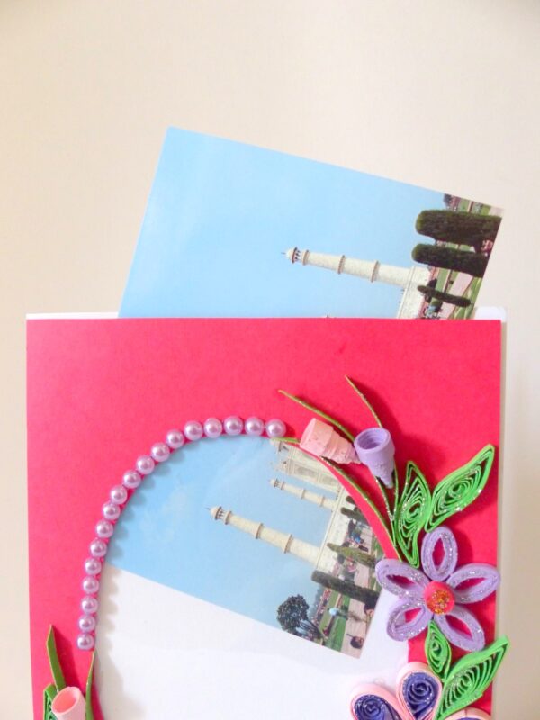 Pink Flowers Photo Frame Greeting Card image Pink Flowers Photo Frame Greeting Card image