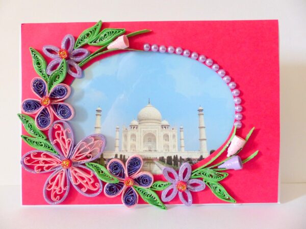 Pink Flowers Photo Frame Greeting Card image Pink Flowers Photo Frame Greeting Card image