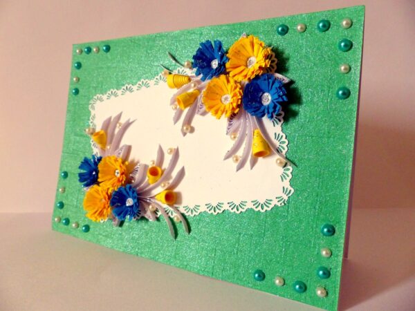 Sweet Blue and Yellow Flowers Greeting Card image