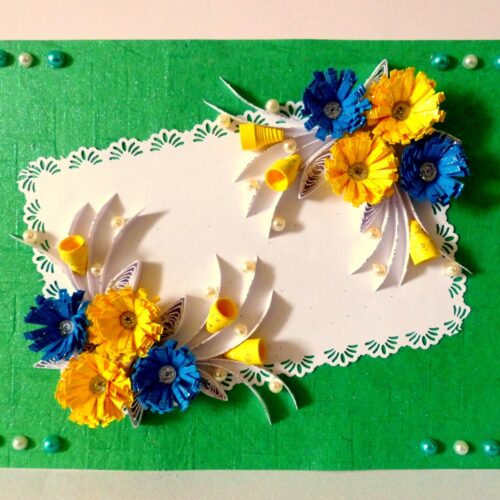 Sweet Blue and Yellow Flowers Greeting Card image