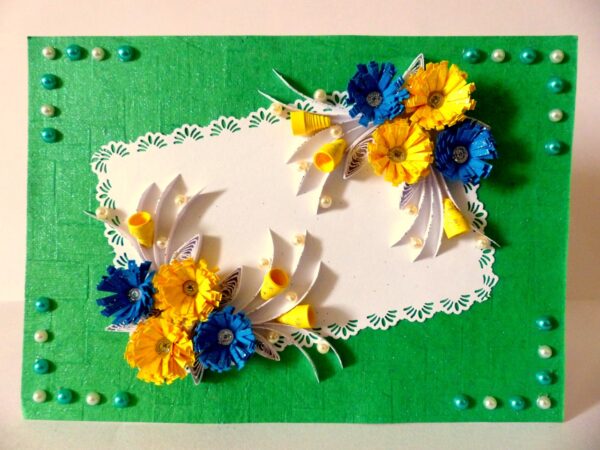 Sweet Blue and Yellow Flowers Greeting Card image