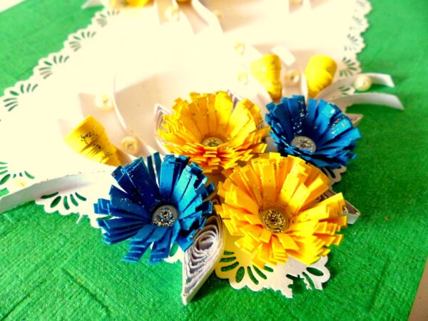 Sweet Blue and Yellow Flowers Greeting Card image