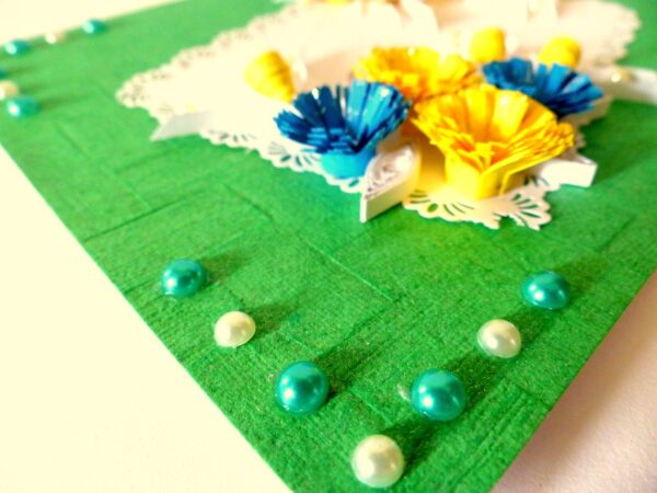 Sweet Blue and Yellow Flowers Greeting Card image