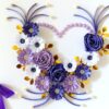 Purple Flowers and Roses In Heart Greeting Card image
