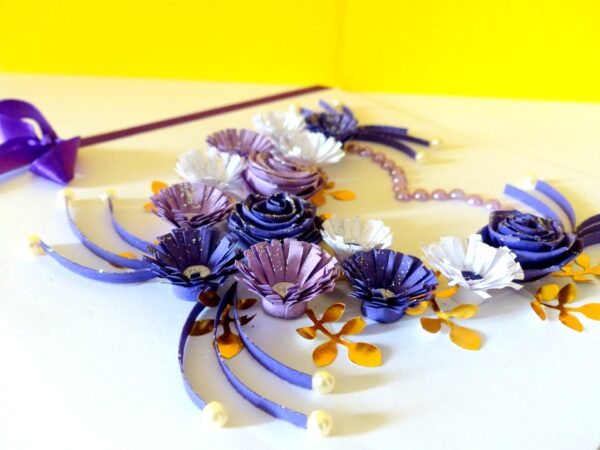 Purple Flowers and Roses In Heart Greeting Card image