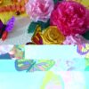 Yellow Paper Lace Border With Pink Flowers Greeting Card image