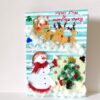 Christmas Santa Sleigh and Snowman Greeting Card image
