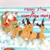 Christmas Santa Sleigh and Snowman Greeting Card image
