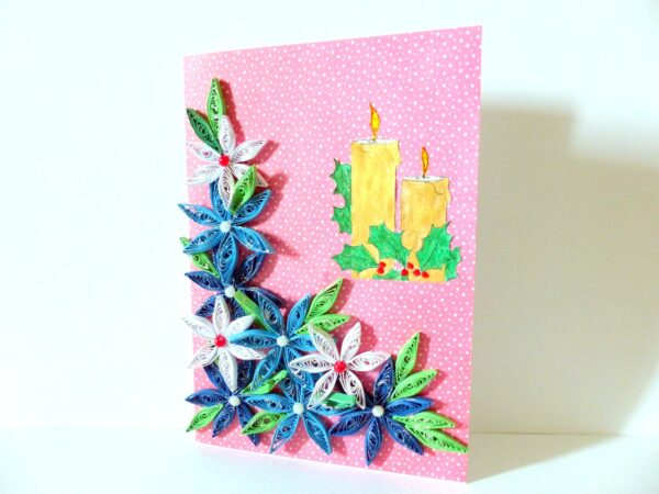 Blue and White Flowers with Candles Greeting Card image