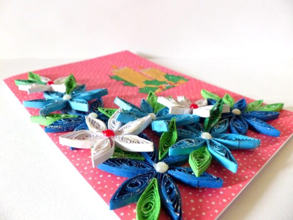 Blue and White Flowers with Candles Greeting Card image