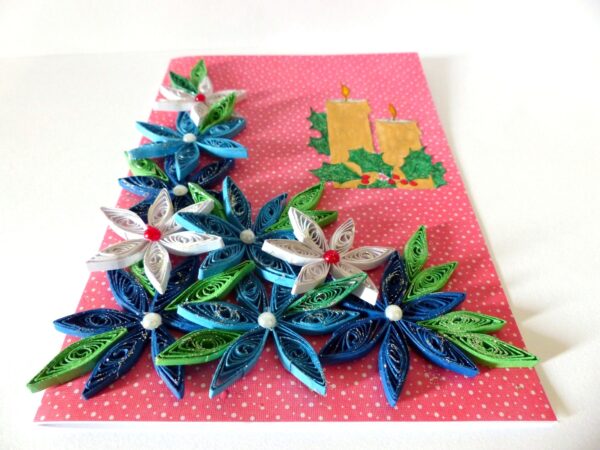 Blue and White Flowers with Candles Greeting Card image