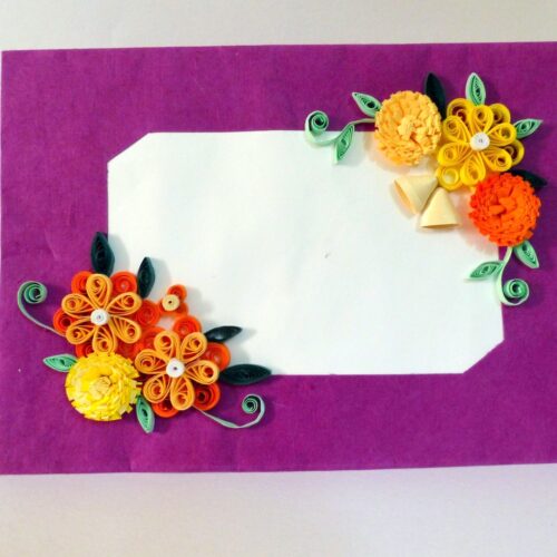 Corner Flowers Purple Base Greeting Card image