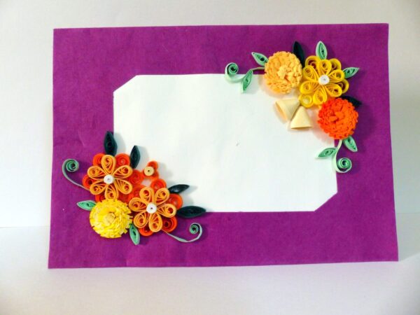 Corner Flowers Purple Base Greeting Card image Corner Flowers Purple Base Greeting Card image