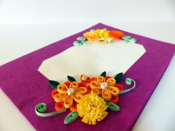 Corner Flowers Purple Base Greeting Card image Corner Flowers Purple Base Greeting Card image