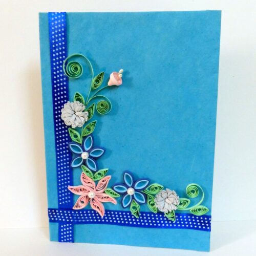 Blue Base Corner Flower Greeting Card image