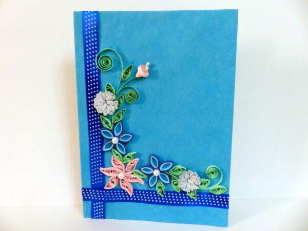 Blue Base Corner Flower Greeting Card image Blue Base Corner Flower Greeting Card image
