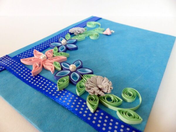 Blue Base Corner Flower Greeting Card image Blue Base Corner Flower Greeting Card image
