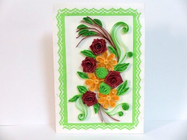 Green Theme Flower Bunch with Roses Greeting Card image