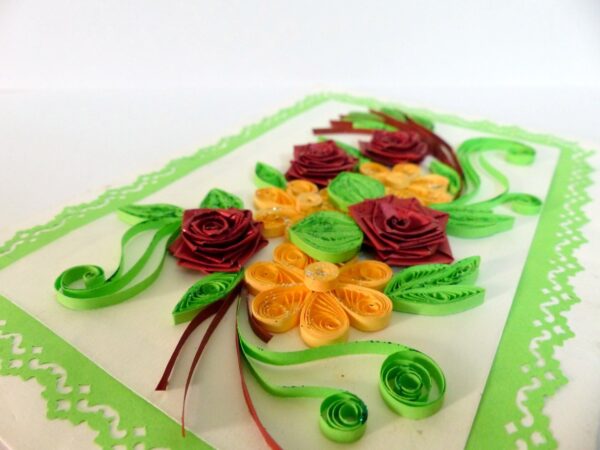 Green Theme Flower Bunch with Roses Greeting Card image