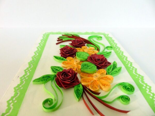 Green Theme Flower Bunch with Roses Greeting Card image