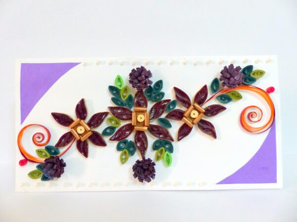 Beautiful Purple Flowers With Beads Greeting Card image