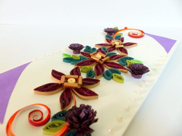Beautiful Purple Flowers With Beads Greeting Card image