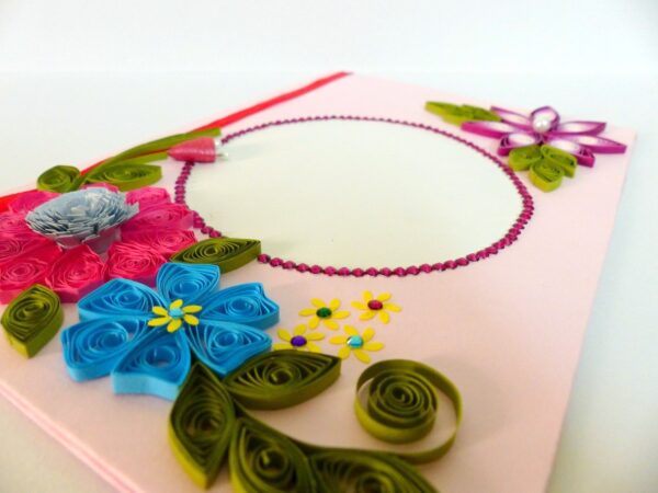 Beaded Circle Flowers Greeting Card image Beaded Circle Flowers Greeting Card image