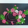 Beautiful Black With Pink & White Flowers Greeting card image