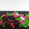 Beautiful Black With Pink & White Flowers Greeting card image