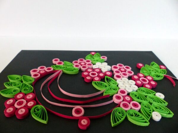Beautiful Black With Pink & White Flowers Greeting card image