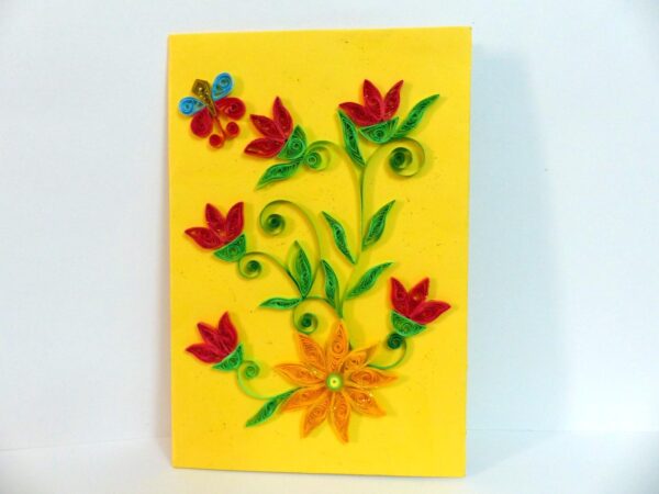 Yellow Themed Red Wildflowers Greeting Card image