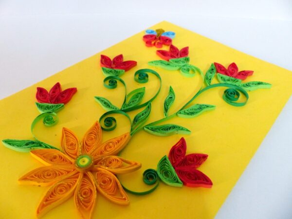 Yellow Themed Red Wildflowers Greeting Card image