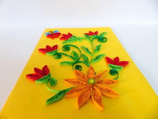Yellow Themed Red Wildflowers Greeting Card image
