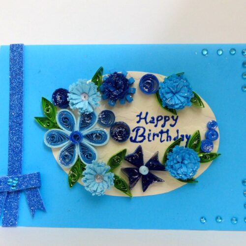 Blue Themed Semicircle Greeting Card image