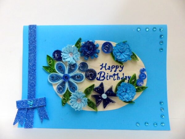 Blue Themed Semicircle Greeting Card image Blue Themed Semicircle Greeting Card image